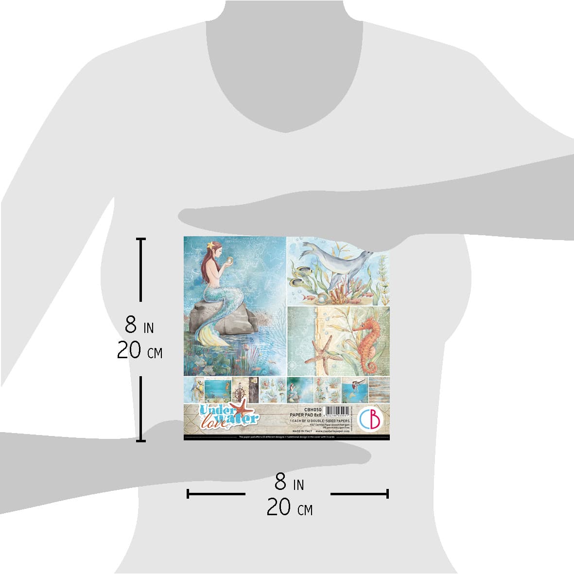 Ciao Bella Underwater Love Paper Pad 8"x8" 12/Pkg