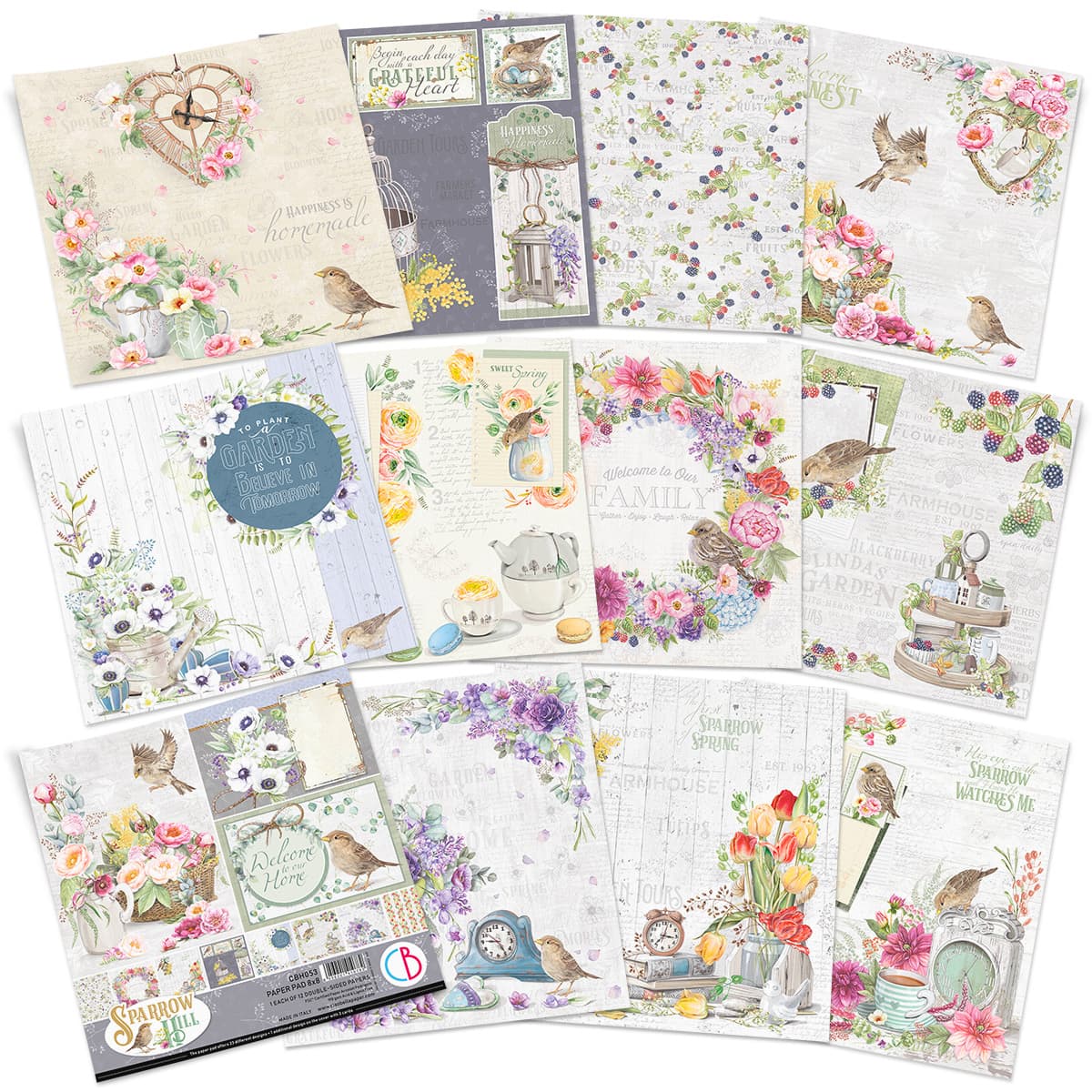 Ciao Bella Sparrow Hill Paper Pad 8x8 12/Pkg