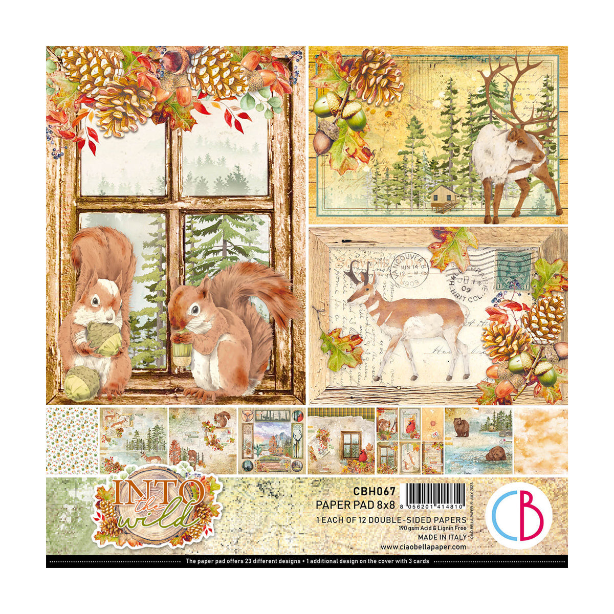 Ciao Bella Into The Wild Paper Pad 8"x8" 12/Pkg