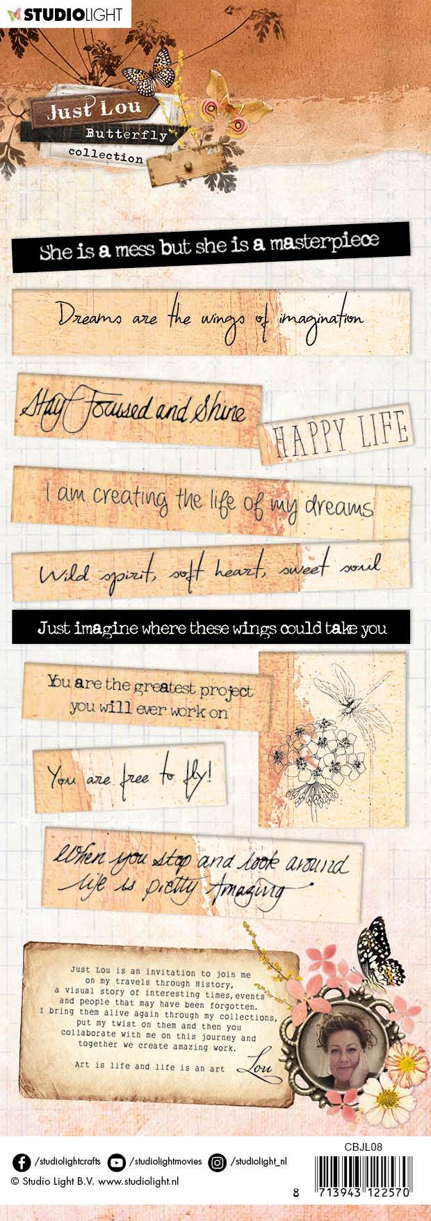 Just Lou Chipboard Butterfly Collection 105x297mm nr.08