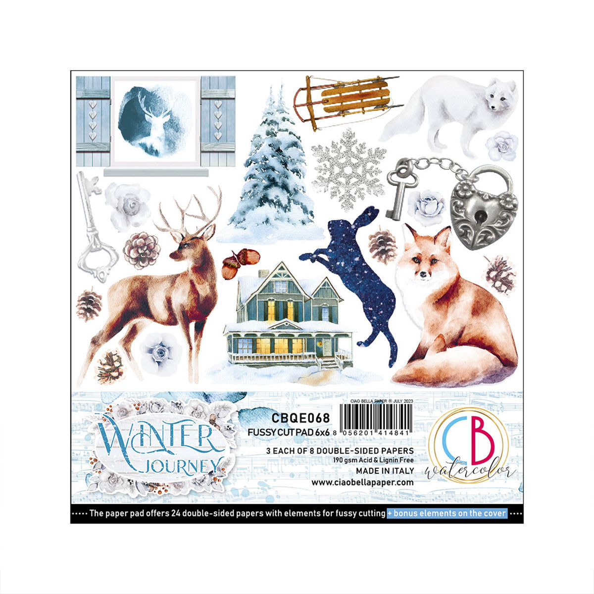Ciao Bella Winter Journey Fussy Cut Pad 6"x6" 24/Pkg