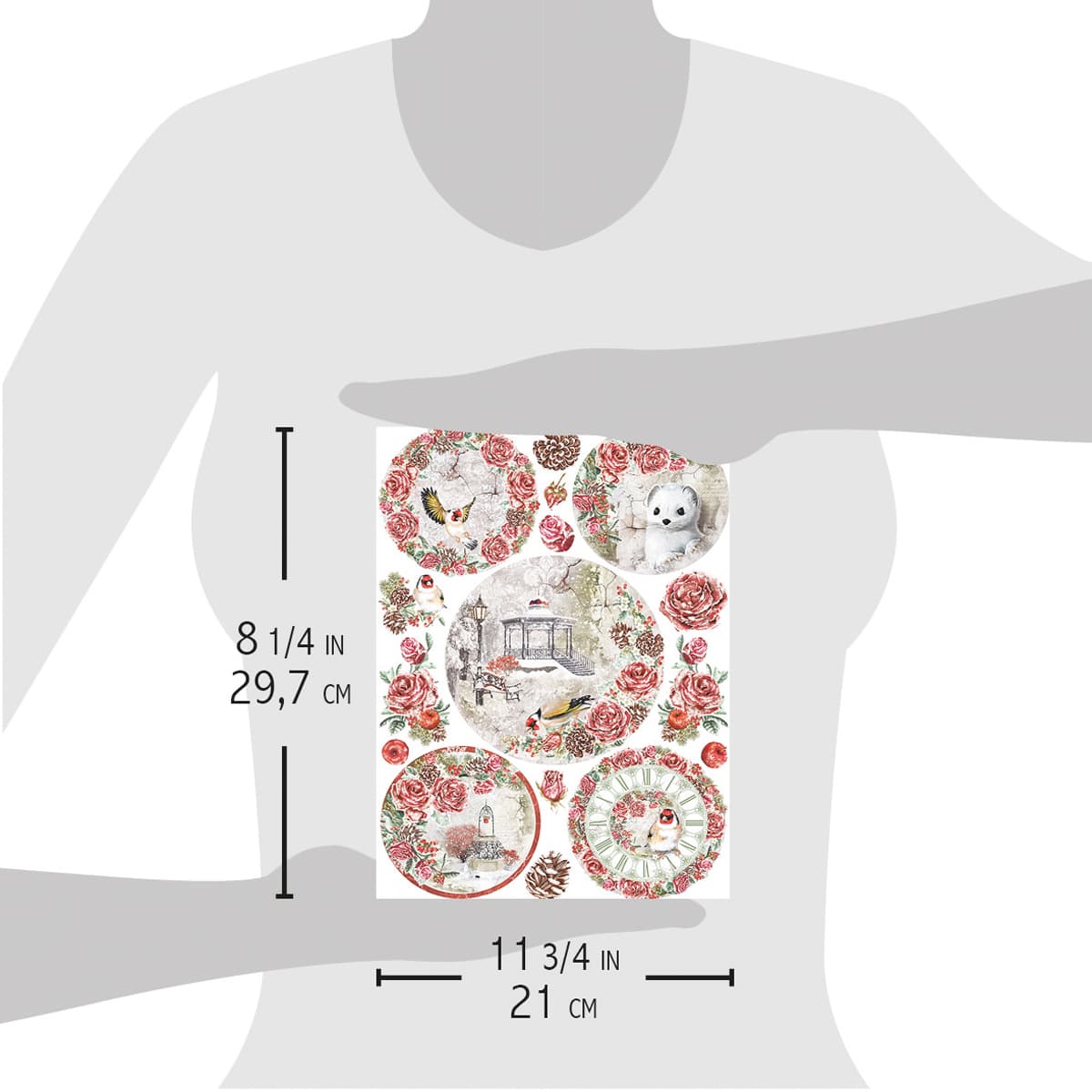 Ciao Bella Rice Paper A4 Frozen Roses Medallions