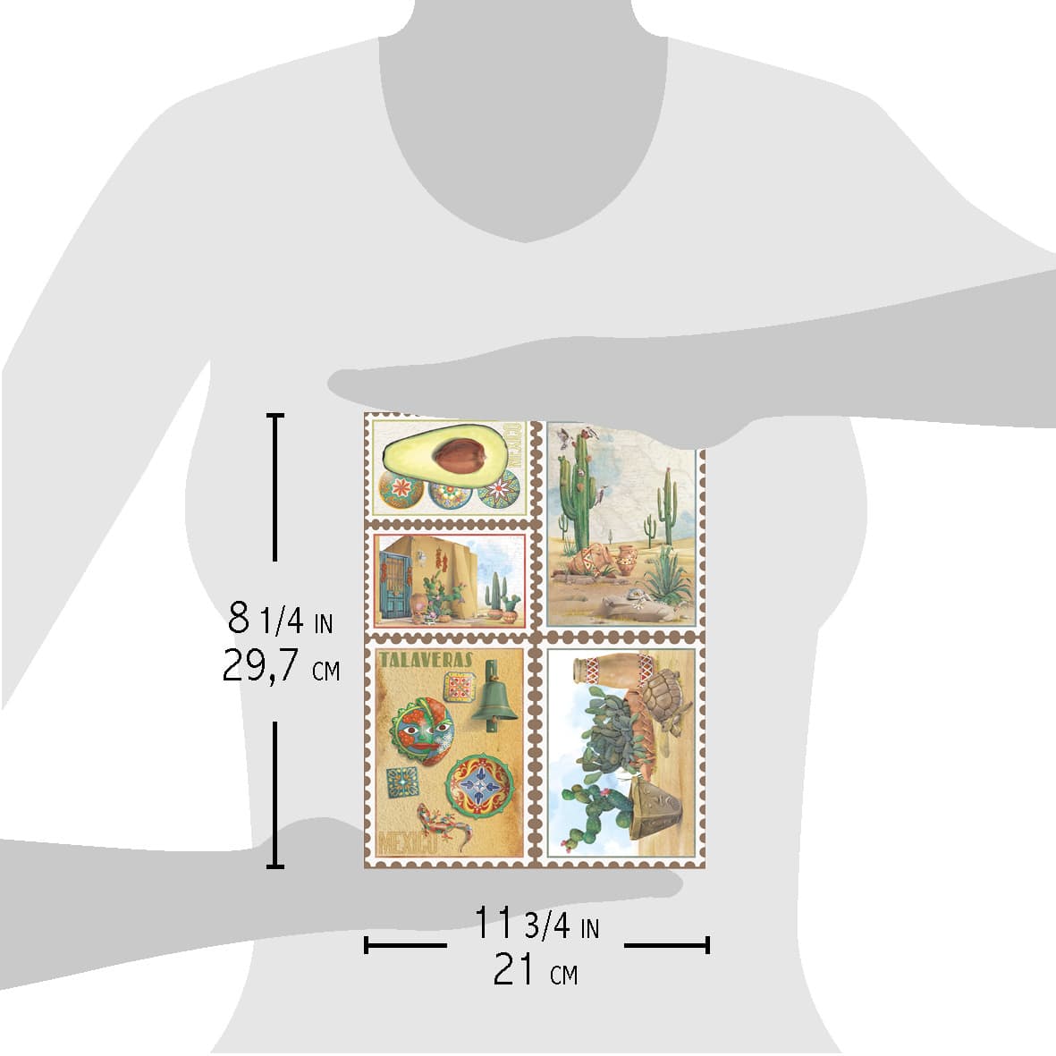 Ciao Bella Rice Paper A4 Sonora Postal Stamps