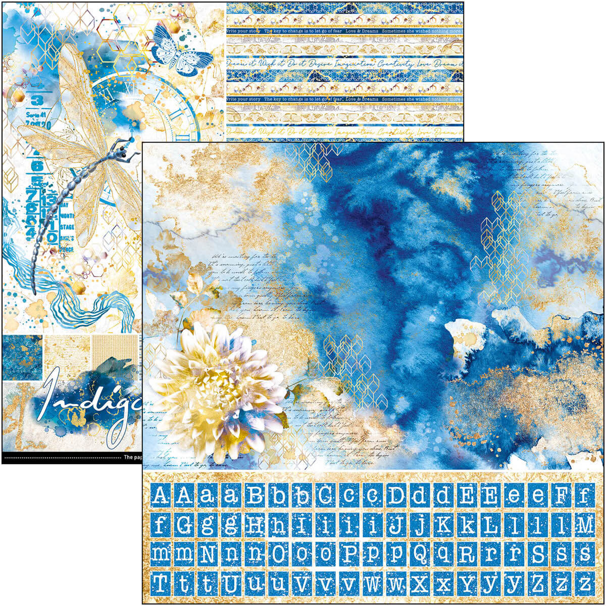 Indigo Patterns Pad 12x12 8/Pkg