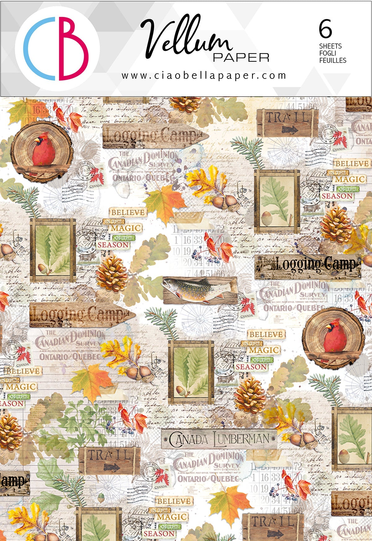 Ciao Bella Vellum Into The Wild Paper Patterns A4 6/Pkg