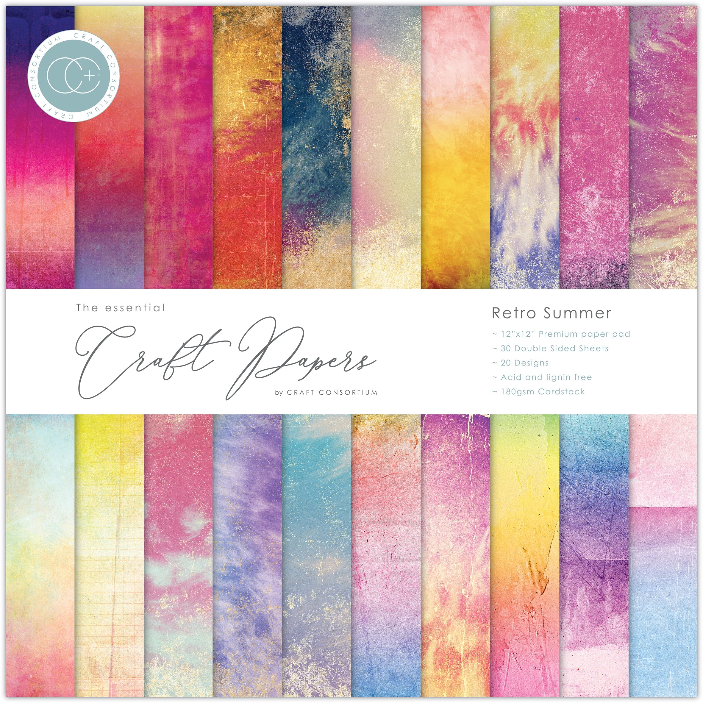 Craft Consortium Retro Summer - 12x12 Premium Paper Pad
