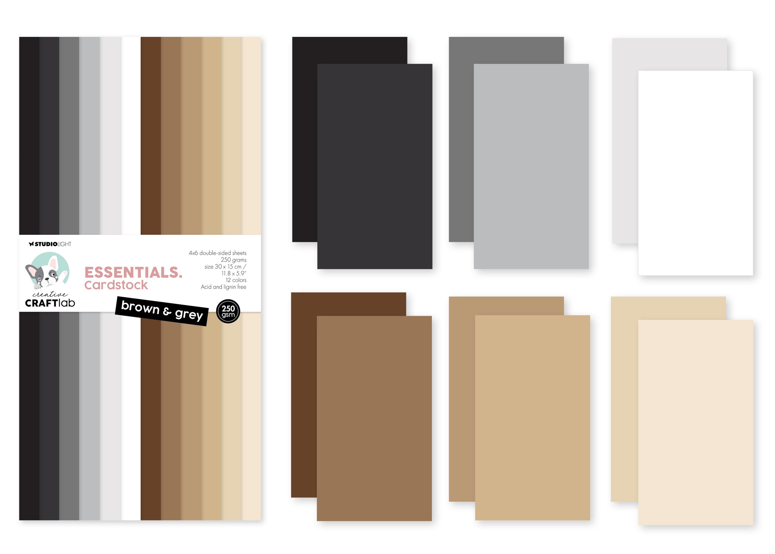 CCL Paper Pad Brown & Grey 250gsm Essentials 24 SH