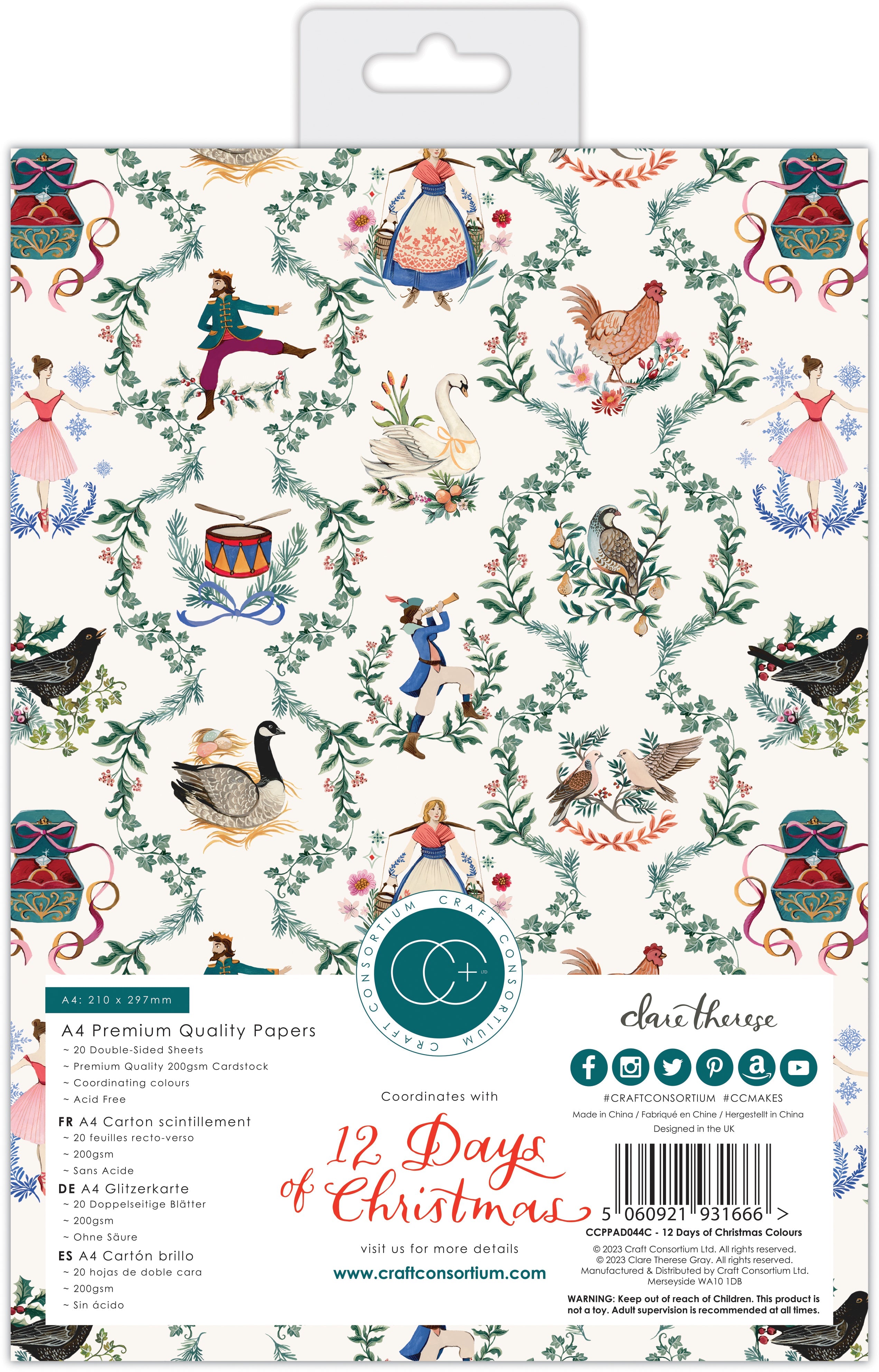 Craft Consortium 12 Days Of Christmas - A4 Paper Pad
