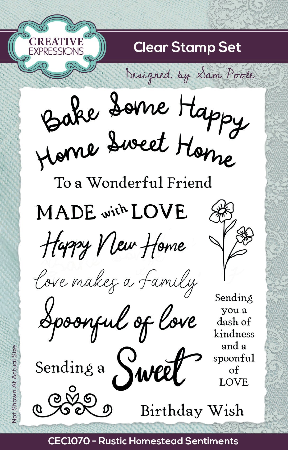 Creative Expressions Sam Poole Rustic Homestead Sentiments 4 in x 6 in Clear Stamp Set
