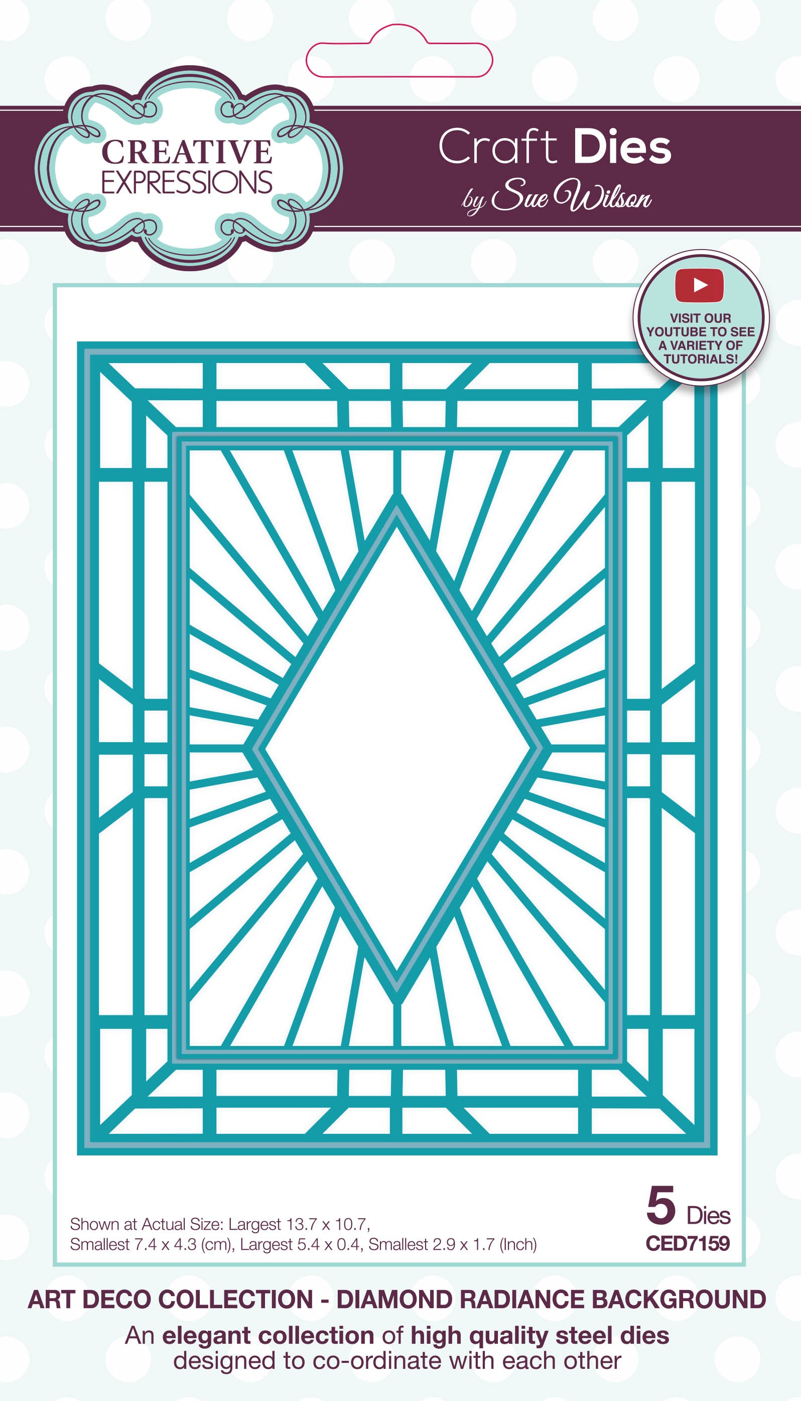 Creative Expressions Sue Wilson Art Deco Diamond Radiance Background Craft Die