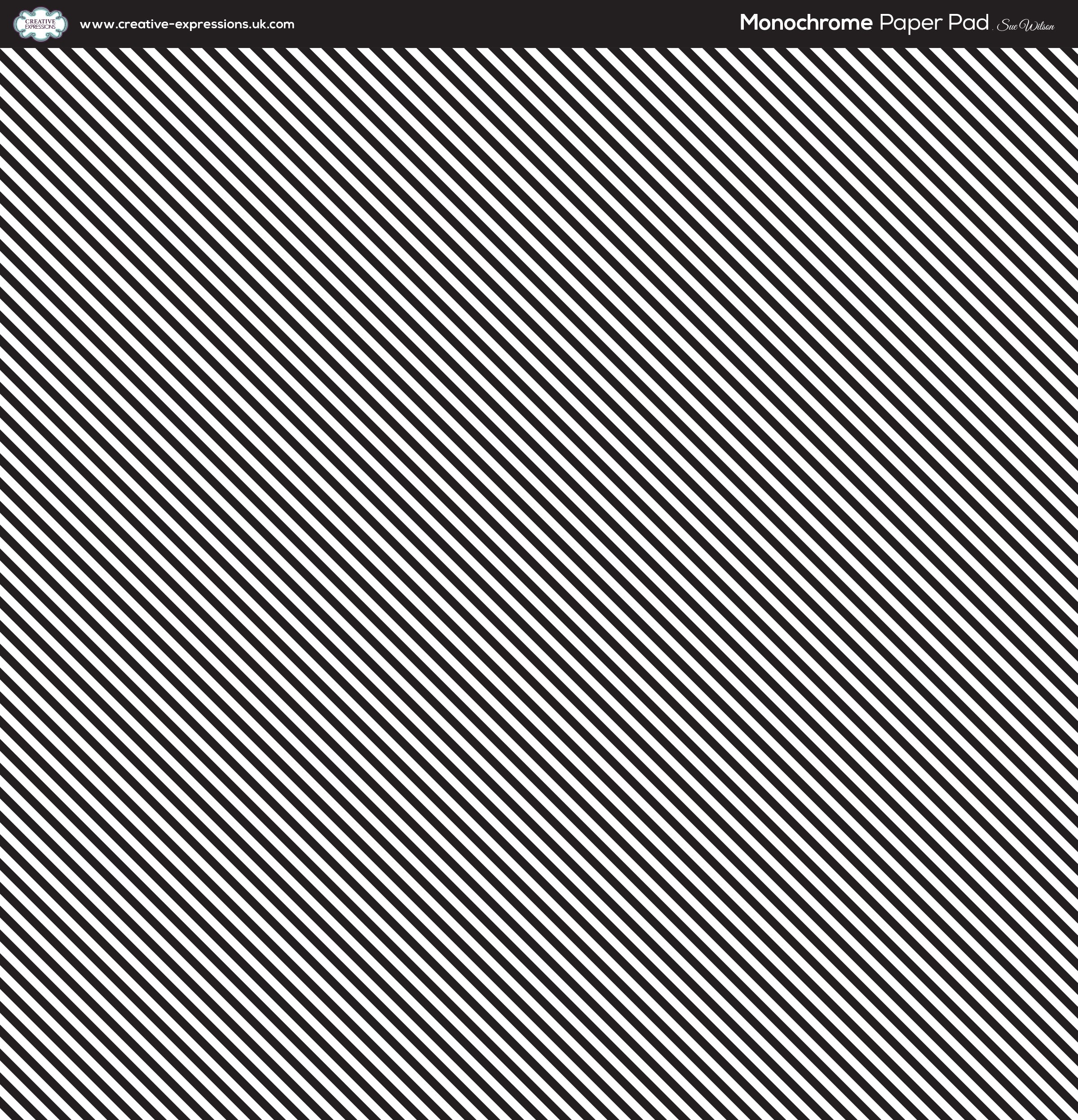Creative Expressions Sue Wilson Monochrome Stripes 8 in x 8 in Paper Pad