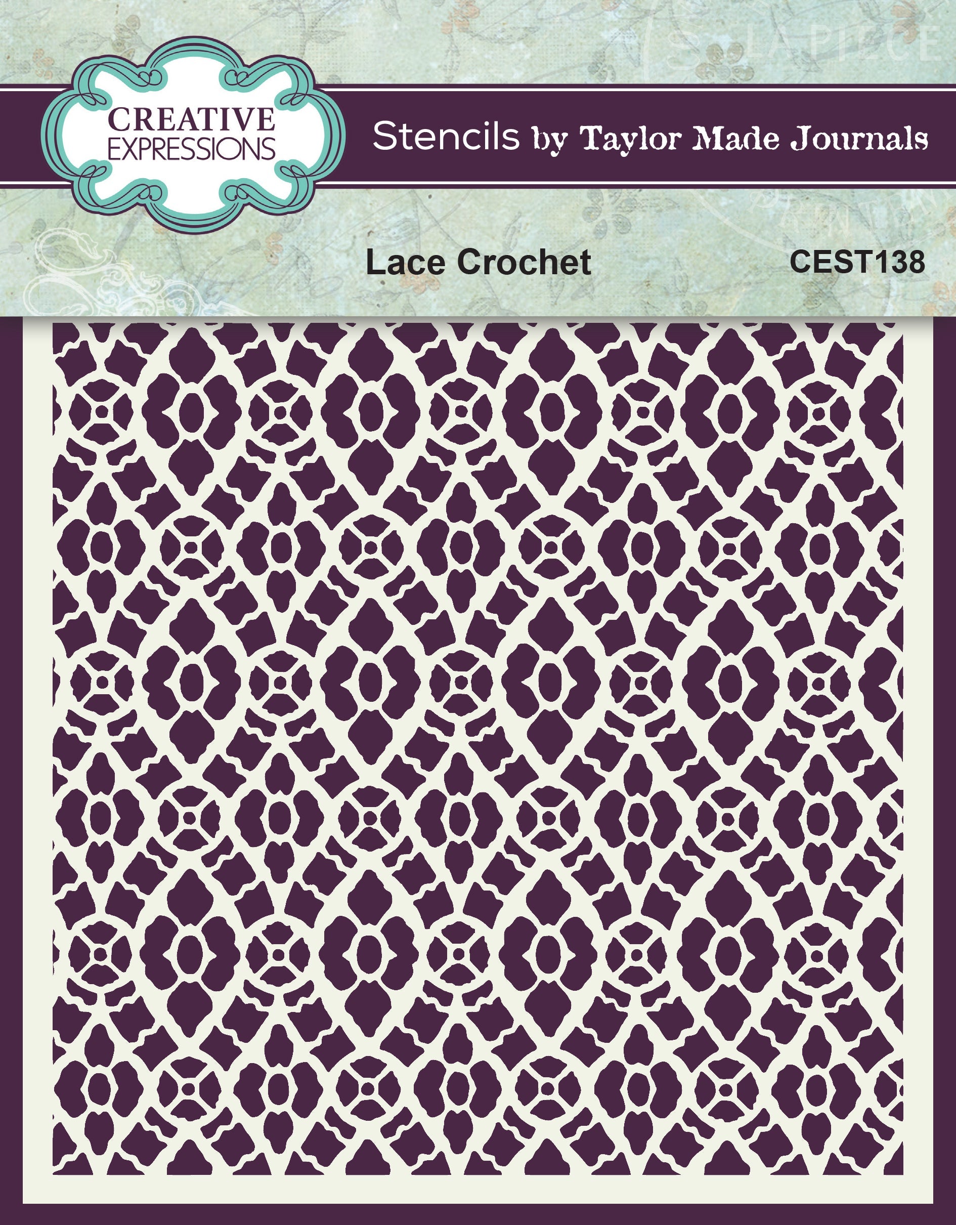 Creative Expressions Taylor Made Journals Lace Crochet 6 in x 6 in Stencil