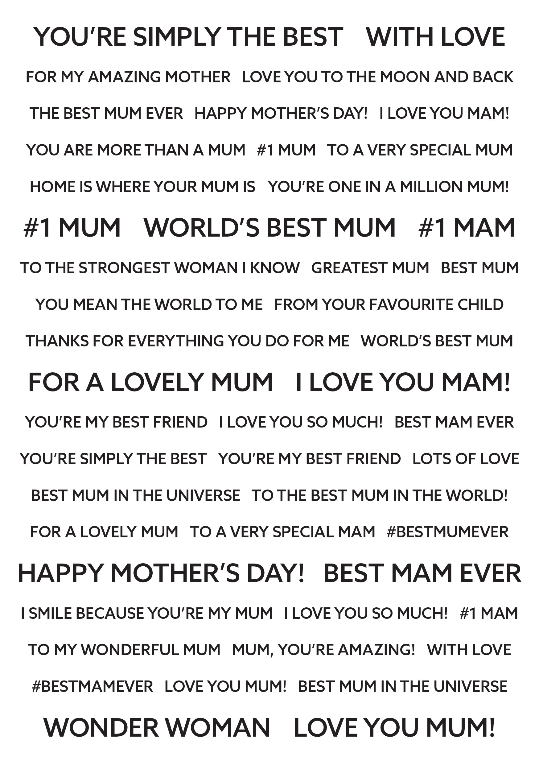 Creative Expressions Wordies Sentiment Sheets - Best Mum Pk 4 6 in x 8 in