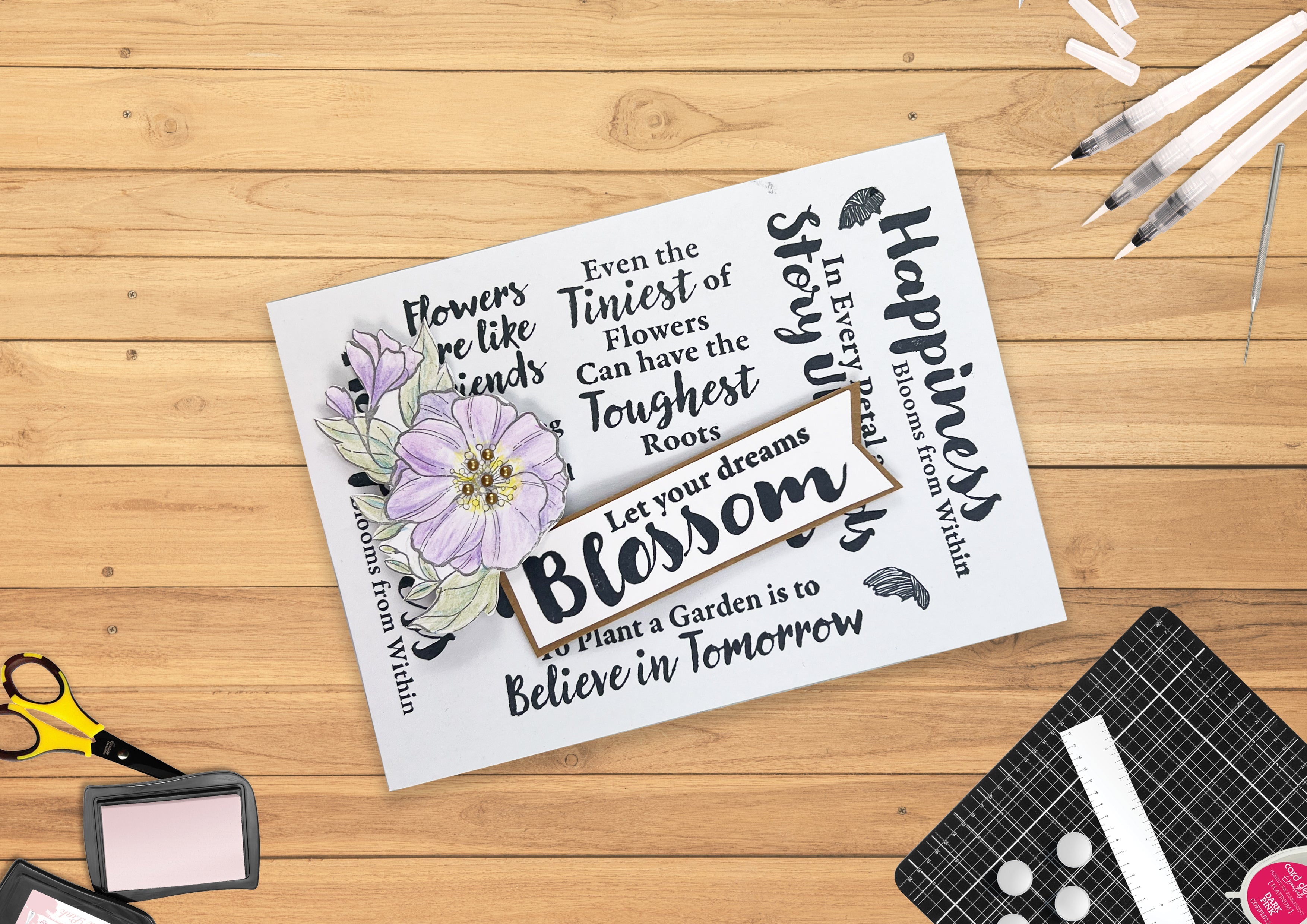 Floral Sentiments Acrylic Photopolymer Stamp Set (10pc)