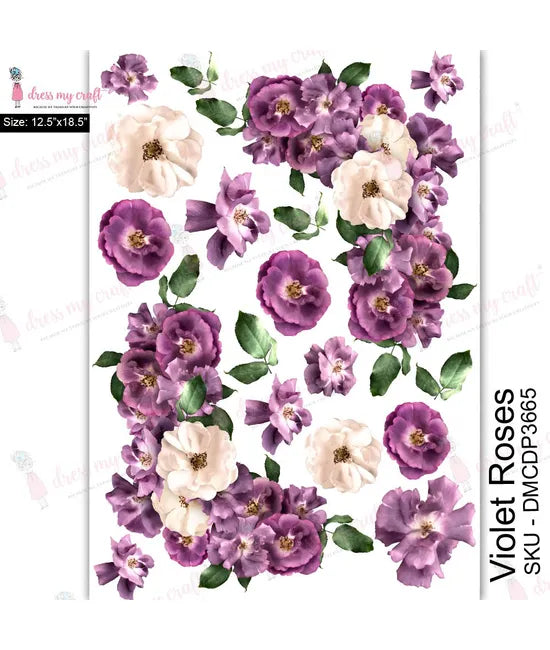 Dress My Craft Transfer Me - Violet Roses (12.5"x18.5")