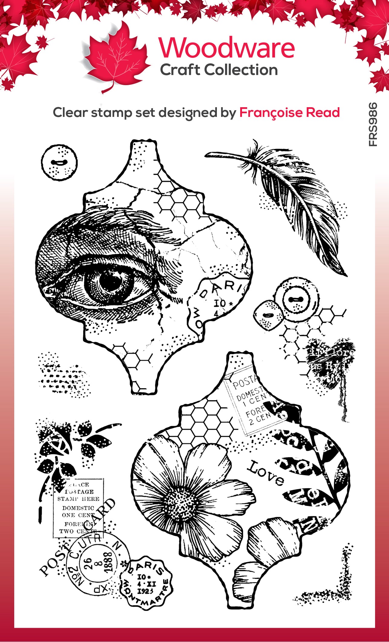 Woodware Clear Singles Vintage Tiles 4 in x 6 in Stamp