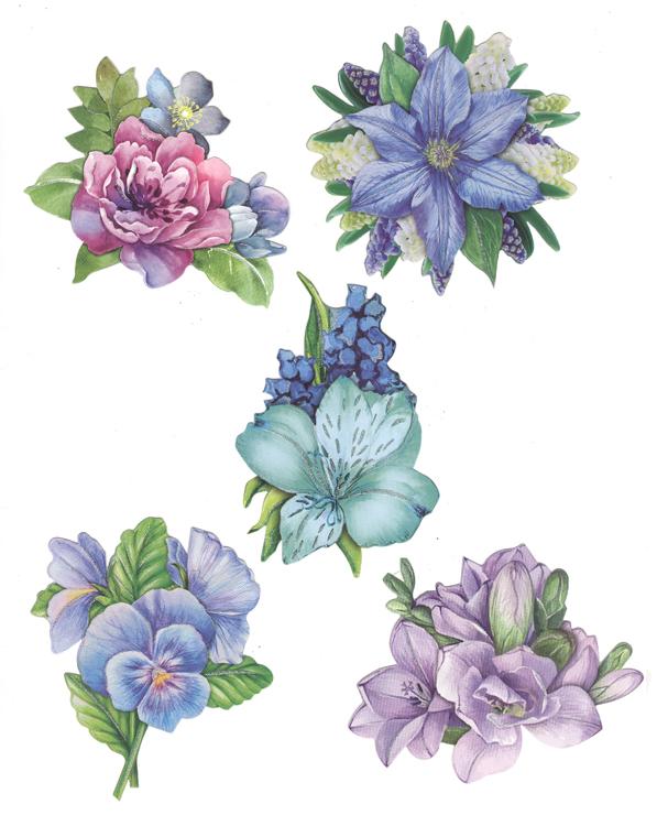 Easy 3D - Flowers - Blue/Violet