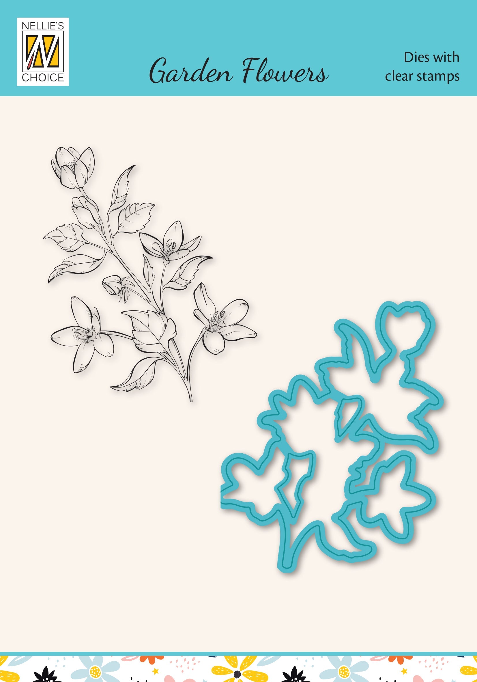 Nellie's Choice Die & Stamp Set - Garden Flowers Series - Magnolia-1