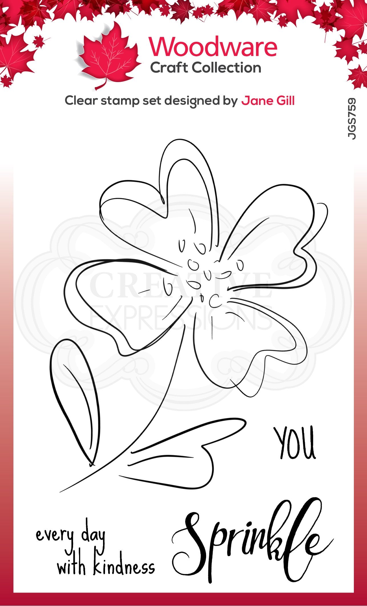 Woodware Clear Singles Poppy Sketch 4 in x 6 in Stamp