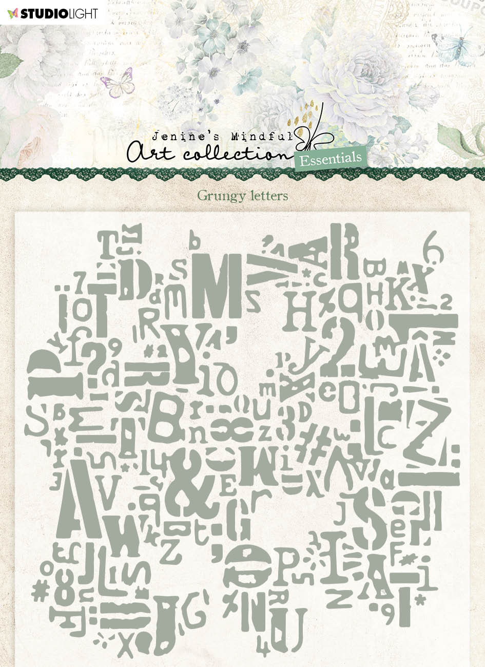 JMA Embossing Folder Grungy Letters Essentials 150x150x2mm 1 PC nr.10