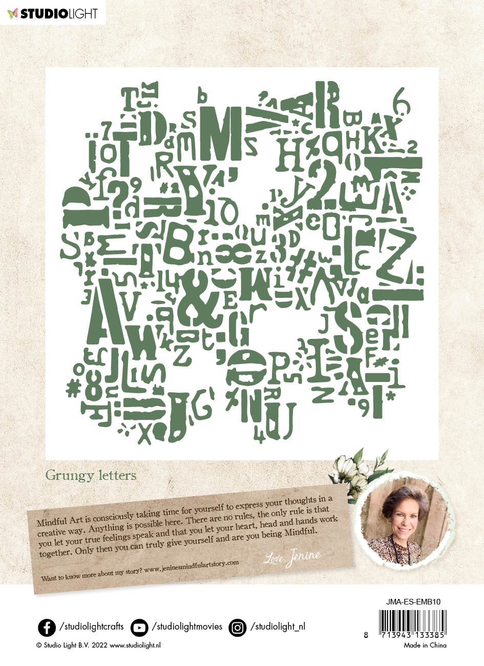 JMA Embossing Folder Grungy Letters Essentials 150x150x2mm 1 PC nr.10