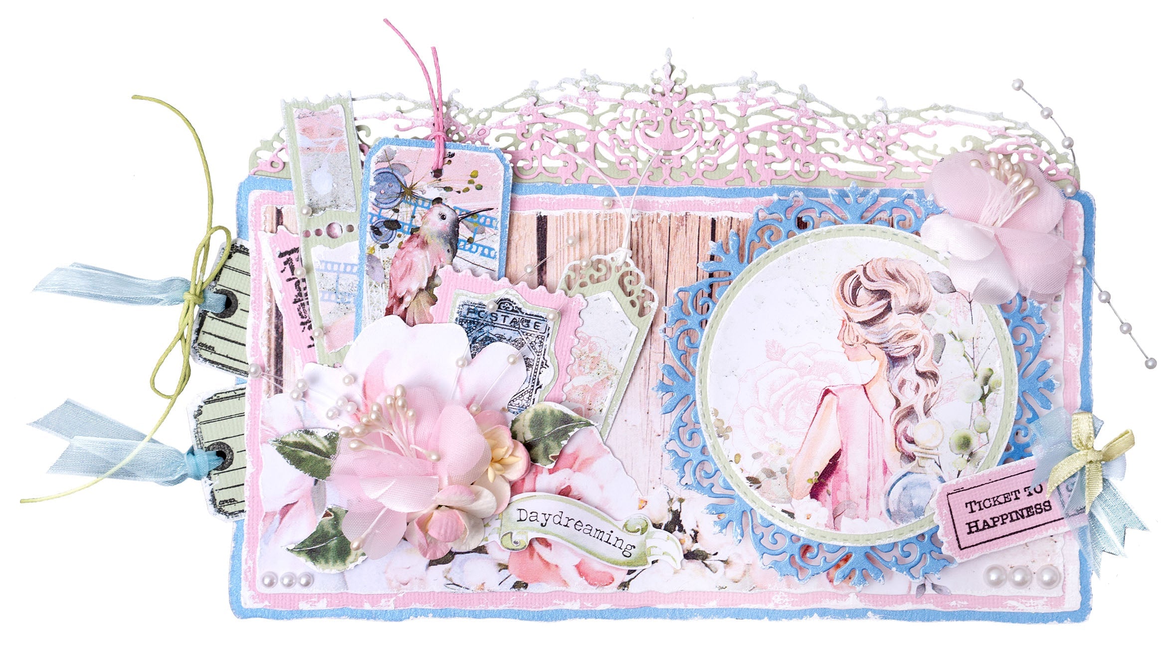 JMA Ribbon Organza 4x 1cm Rolls 10M Per Roll Romantic Moments 63x60x105mm 4 PC nr.01