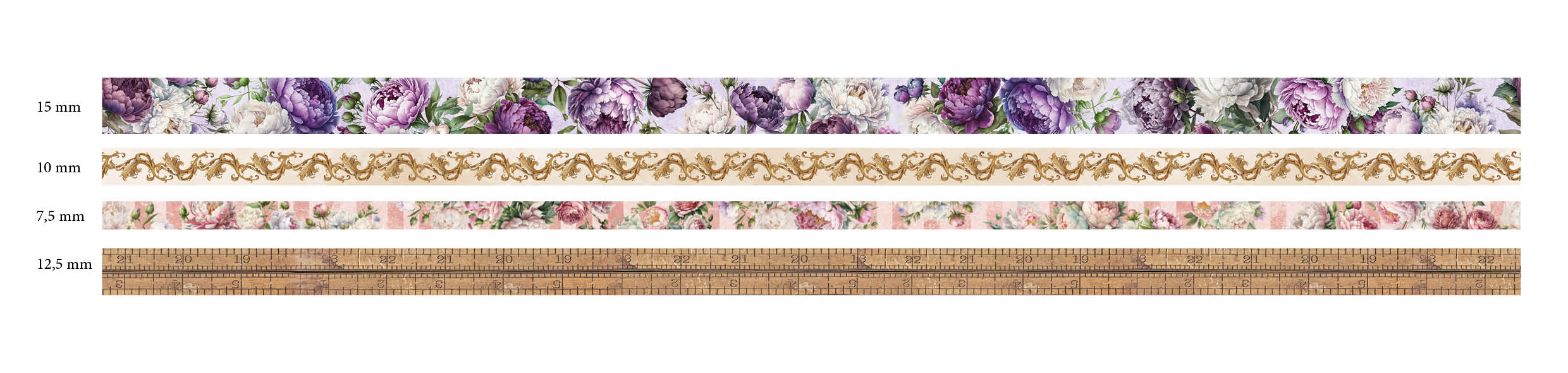 JMA Washi Tape Flowers & Borders Victorian Dreams 4 PC