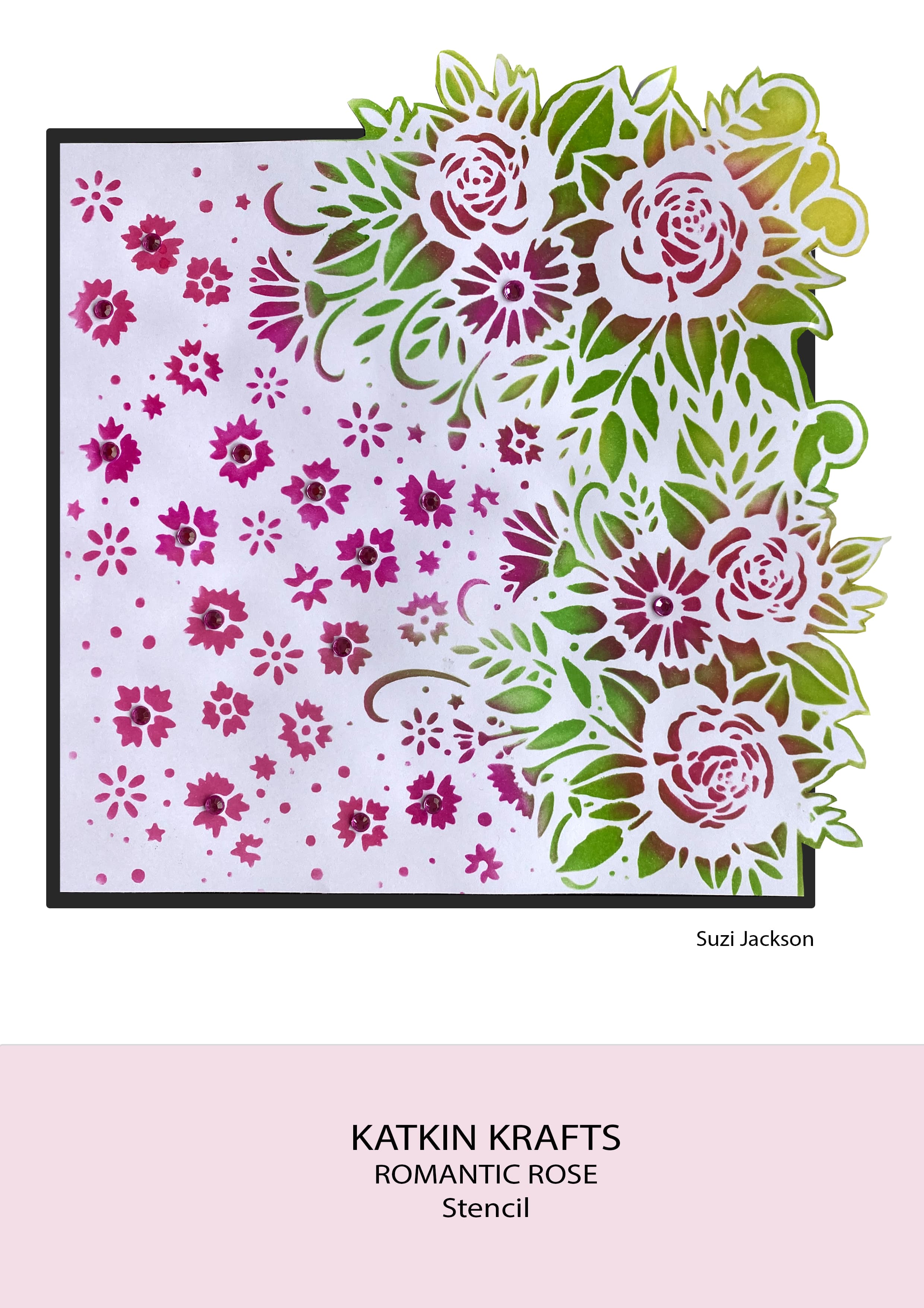 Katkin Krafts Romantic Rose 7 in x 7 in Stencil