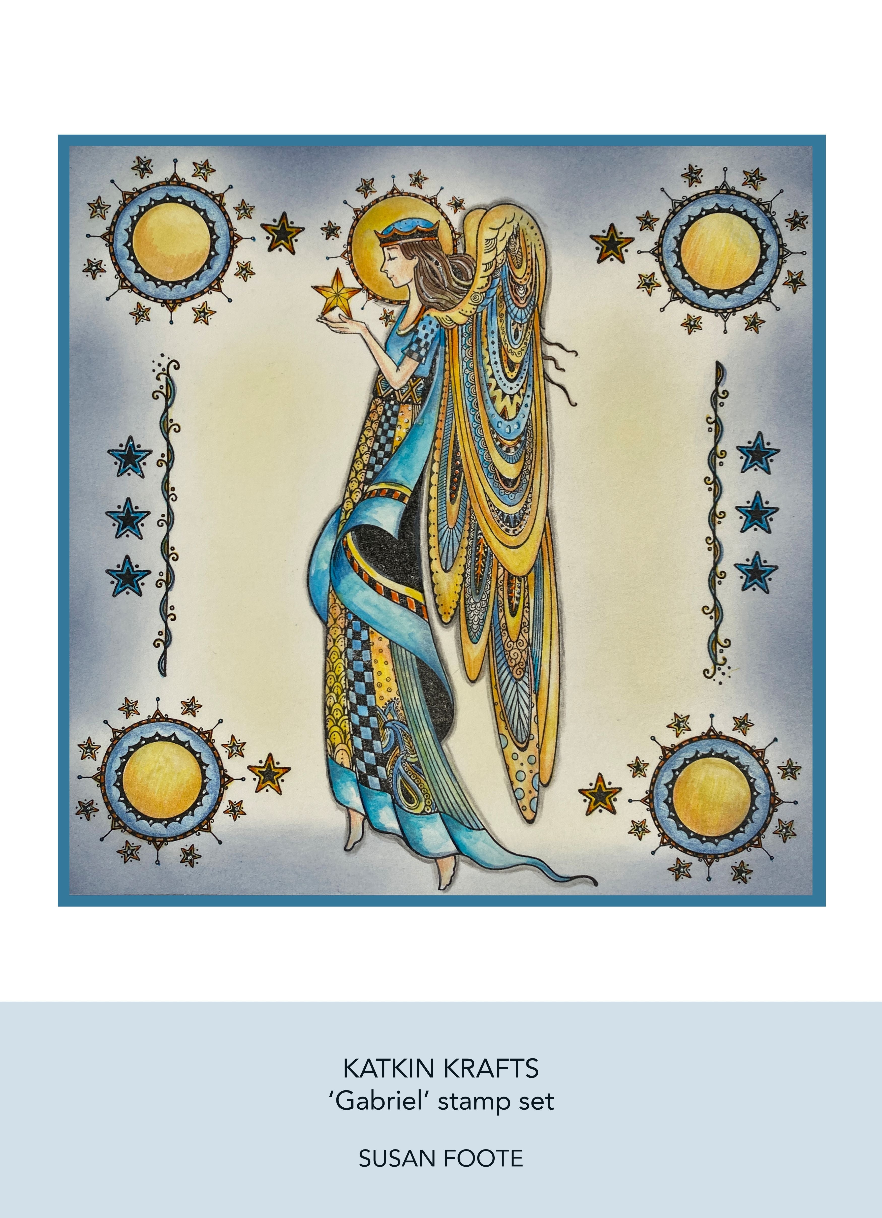 Katkin Krafts Gabriel 6 in x 8 in Clear Stamp Set