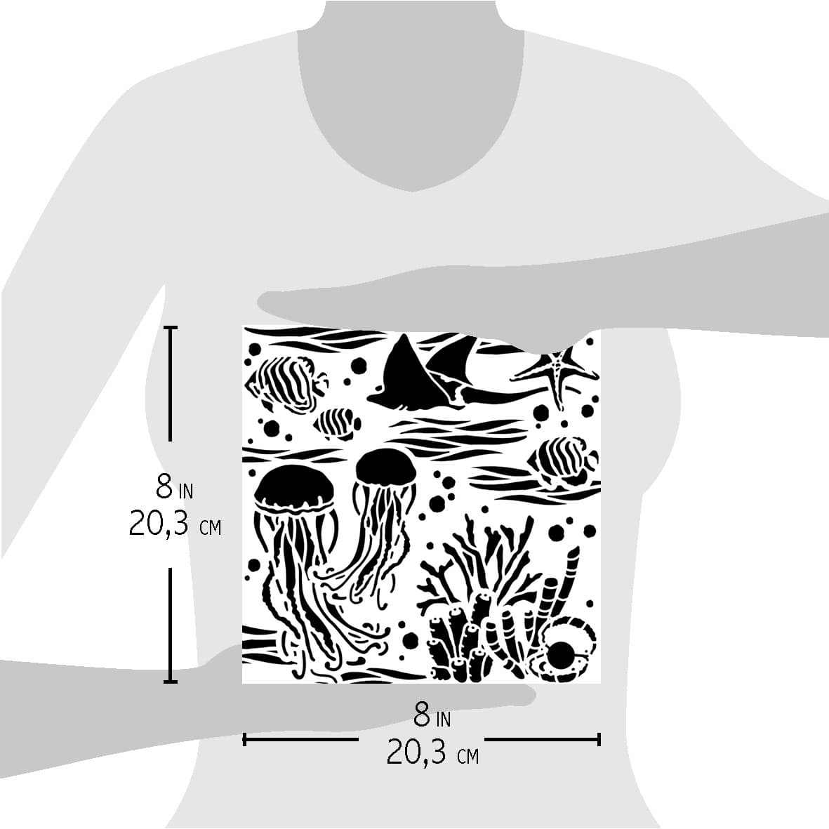 Ciao Bella Texture Stencil 8x8 Underwater