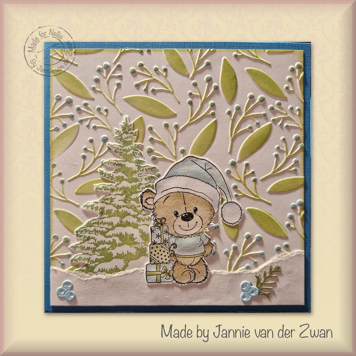 Mixed Media Stencil Square - Leaves & Berries