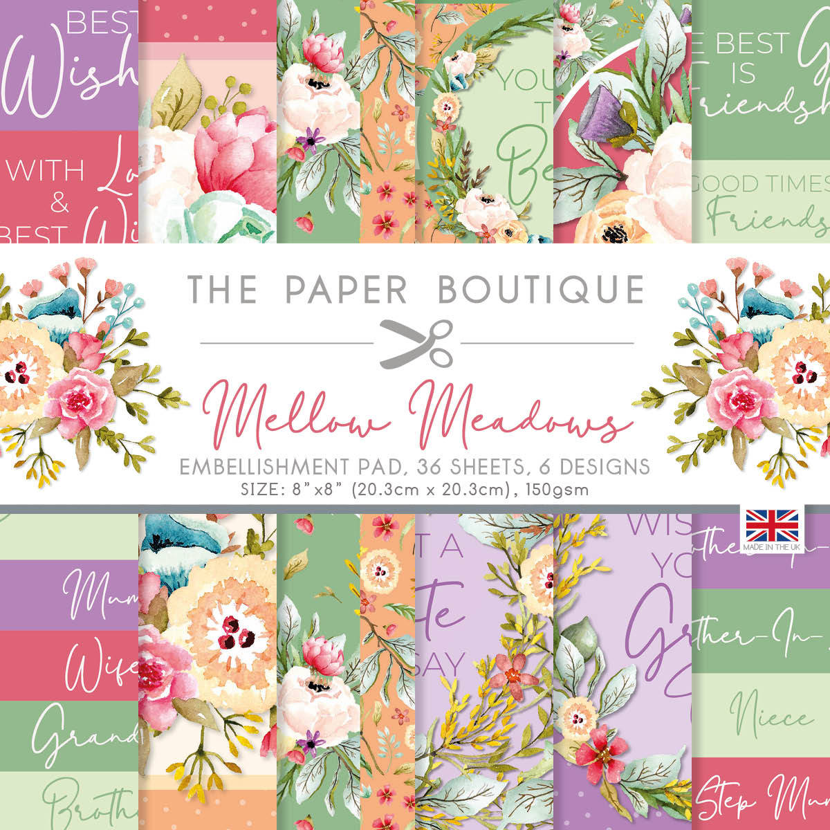 The Paper Boutique Mellow Meadows 8x8 Embellishments Pad