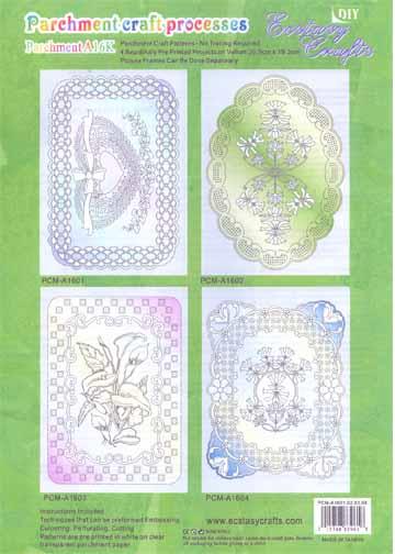 Ecstasy Crafts Parchment Patterns Preprinted - Flowers/Frames