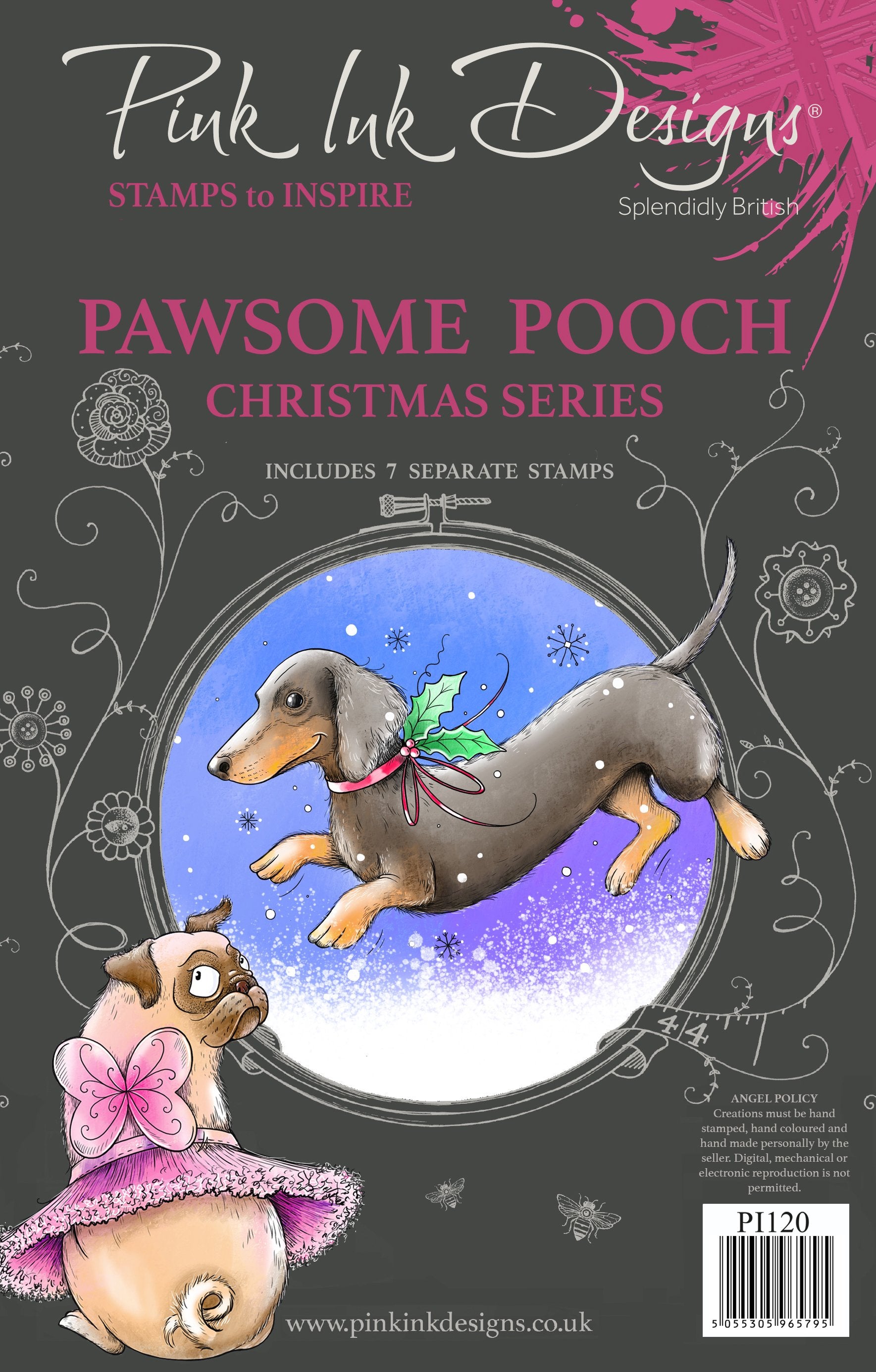 Pink Ink Designs Pawsome Pooch A5 Clear Stamp