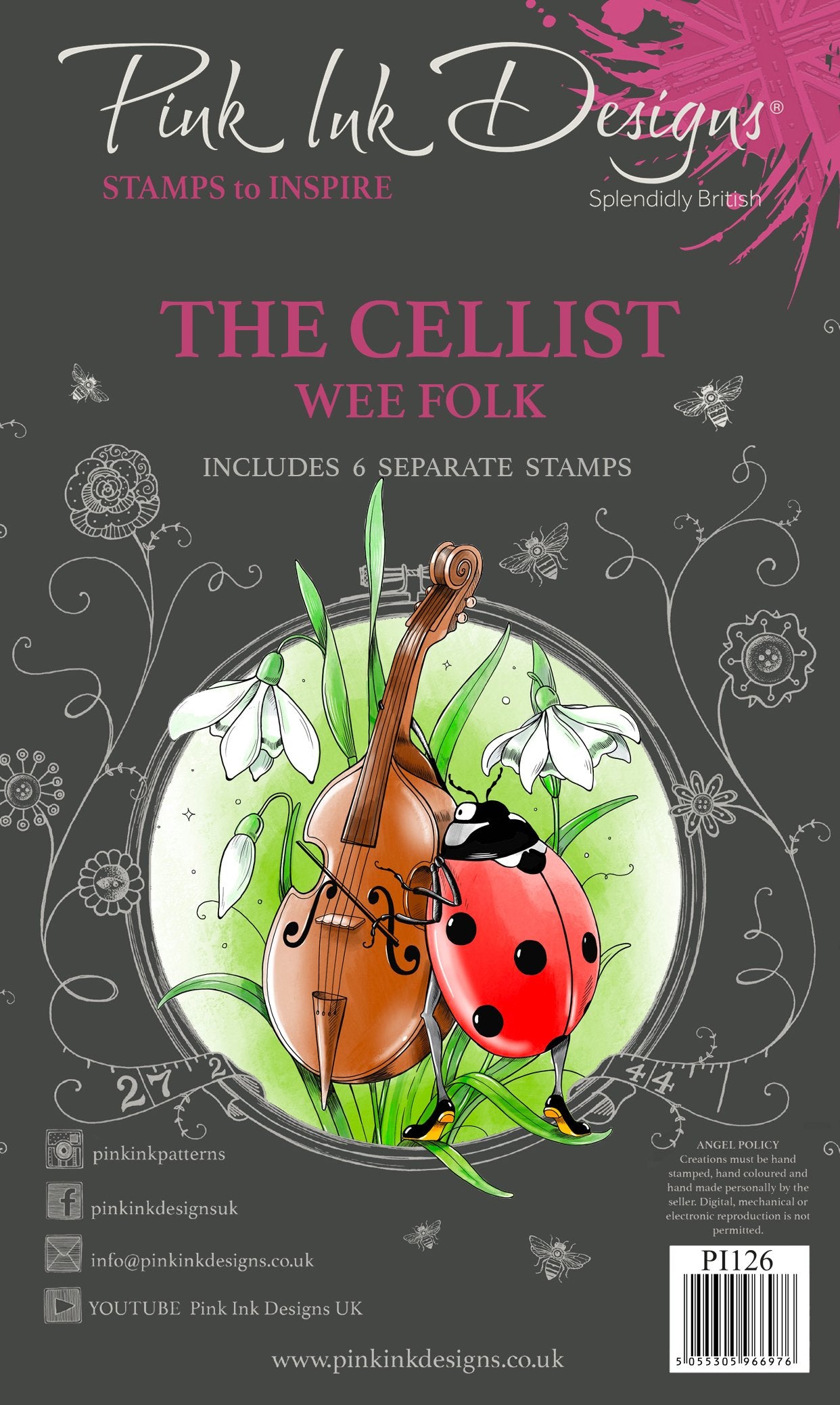 Pink Ink Designs The Cellist A6 Clear Stamp Set