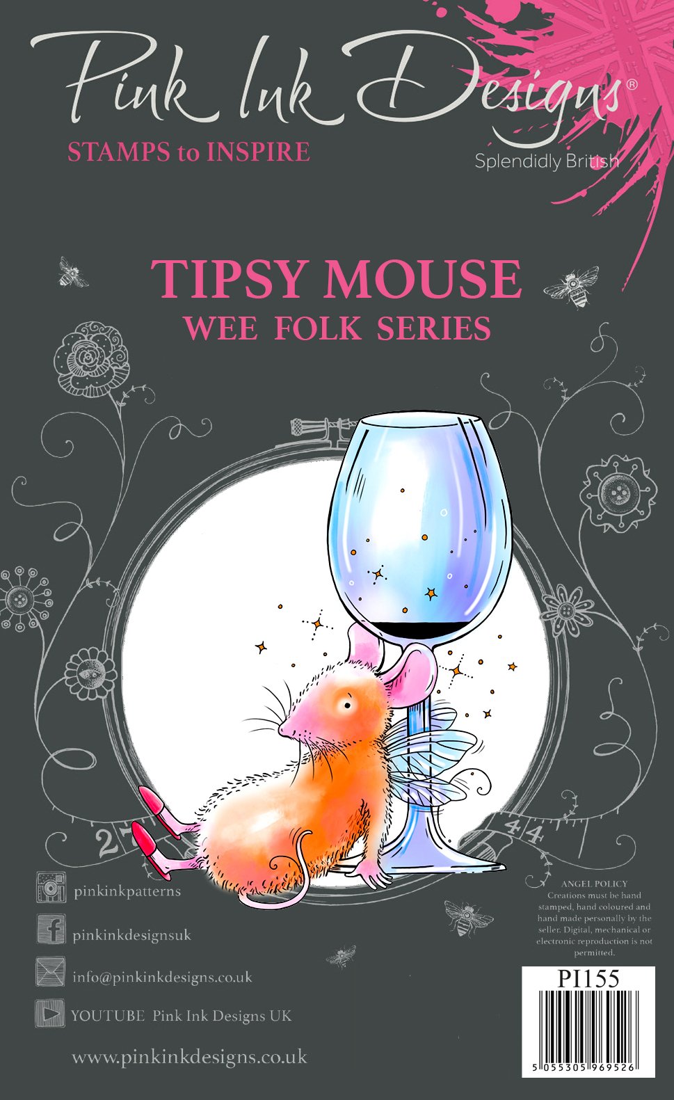 Pink Ink Designs Tipsy Mouse 3 in x 4 in Clear Stamp Set