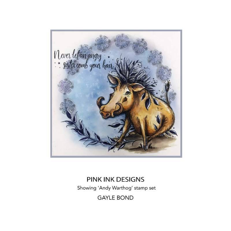 Pink Ink Designs Andy Warthog 6 in x 8 in Clear Stamp Set
