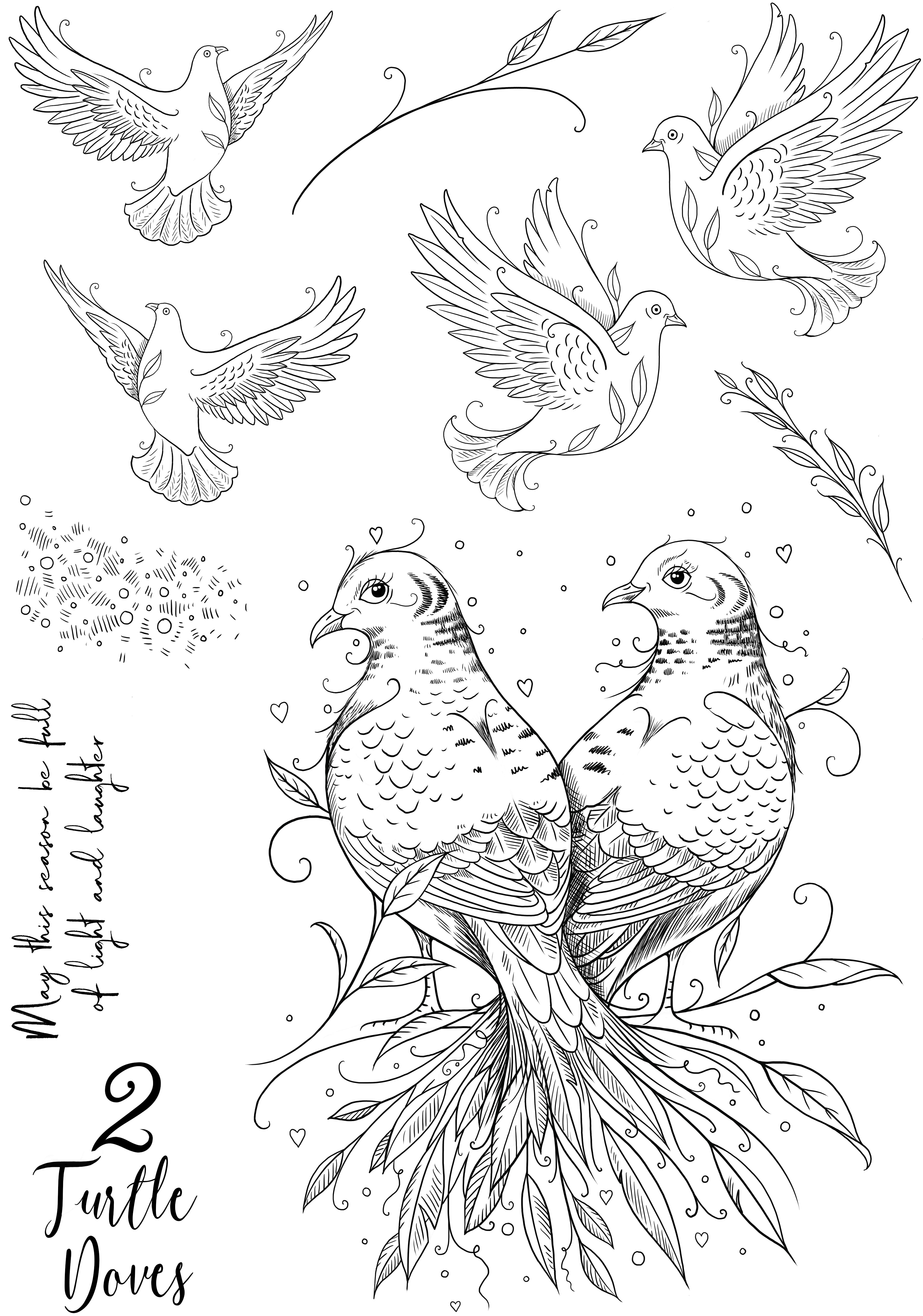 Pink Ink Designs Two Turtle Doves 6 in x 8 in Clear Stamp Set