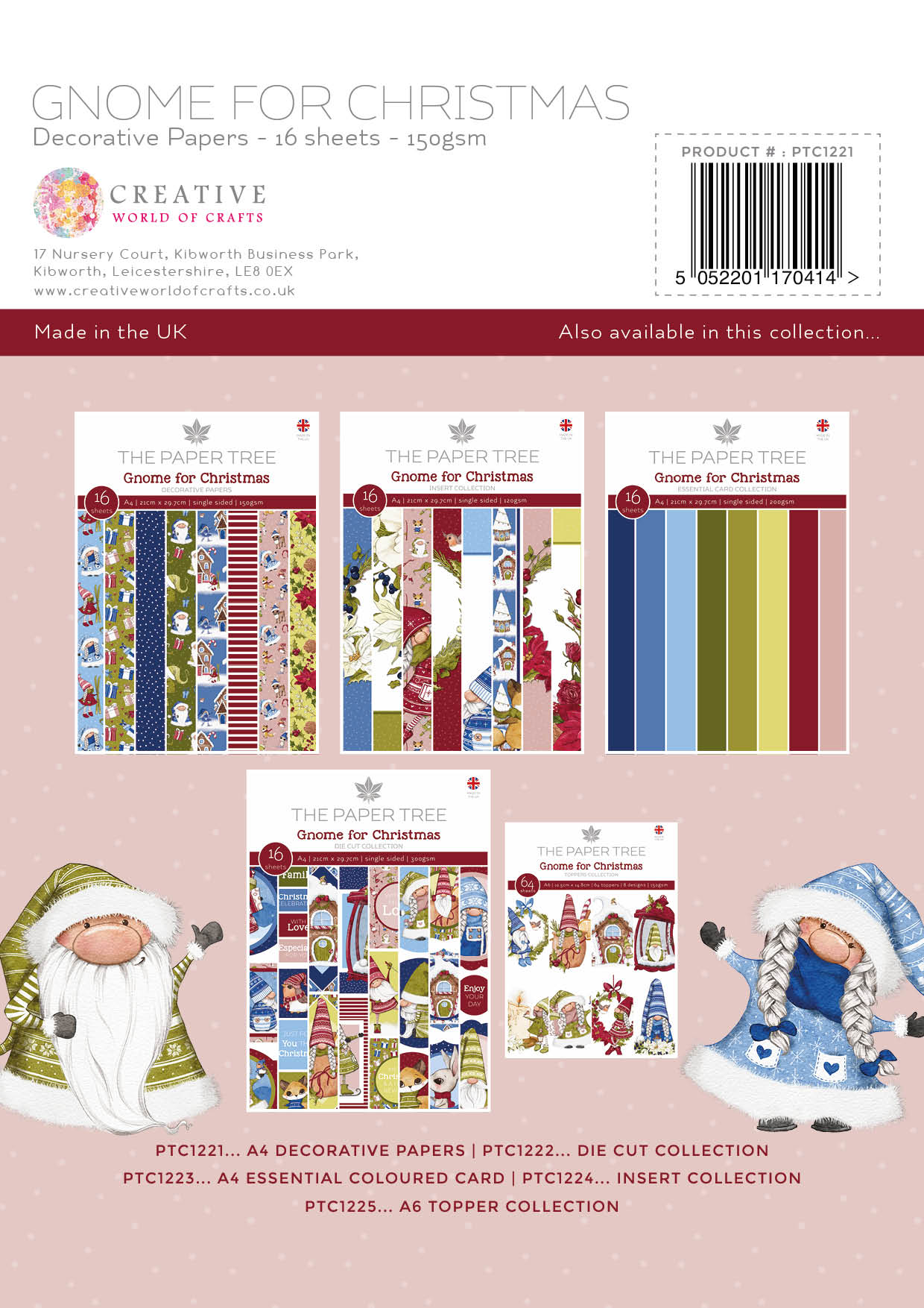 The Paper Tree Gnome for Christmas A4 Backing Papers