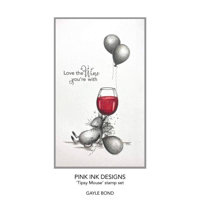 Pink Ink Designs Tipsy Mouse 3 in x 4 in Clear Stamp Set