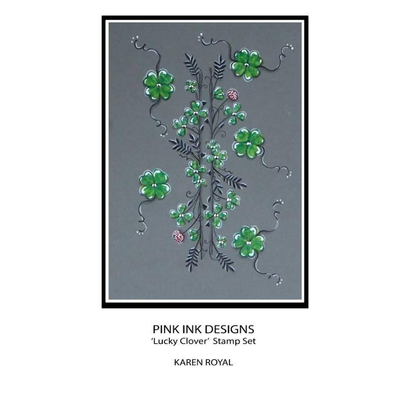 Pink Ink Designs Lucky Clover 6 in x 8 in Clear Stamp Set