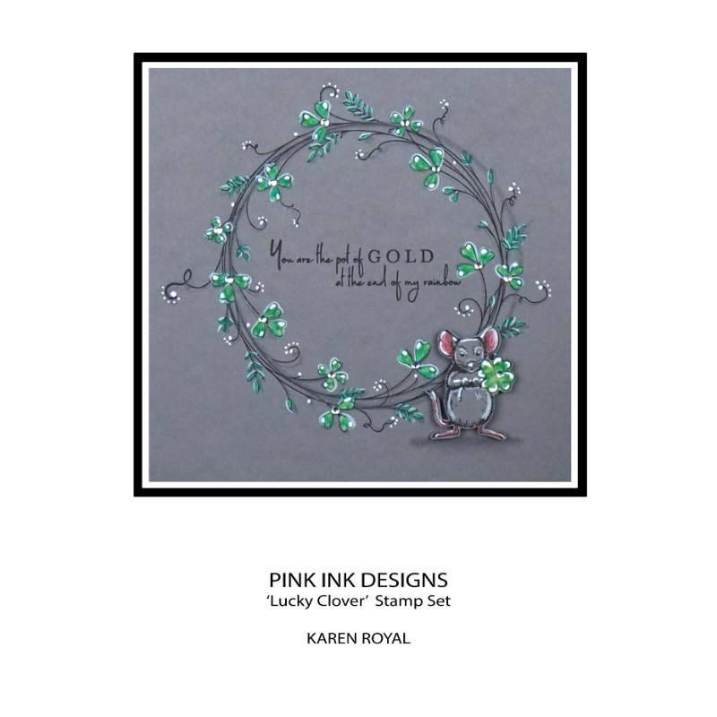 Pink Ink Designs Lucky Clover 6 in x 8 in Clear Stamp Set