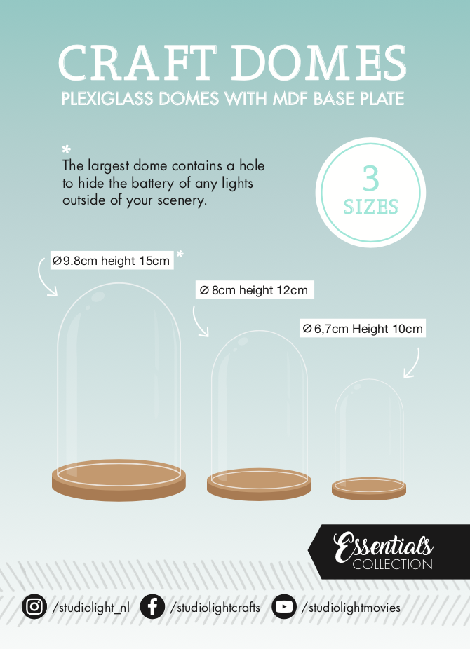 SL Plexiglas Craft Domes 3 Sizes 15 - 12 - 10 Height Essentials 162x115x115mm 3 pcs nr.01