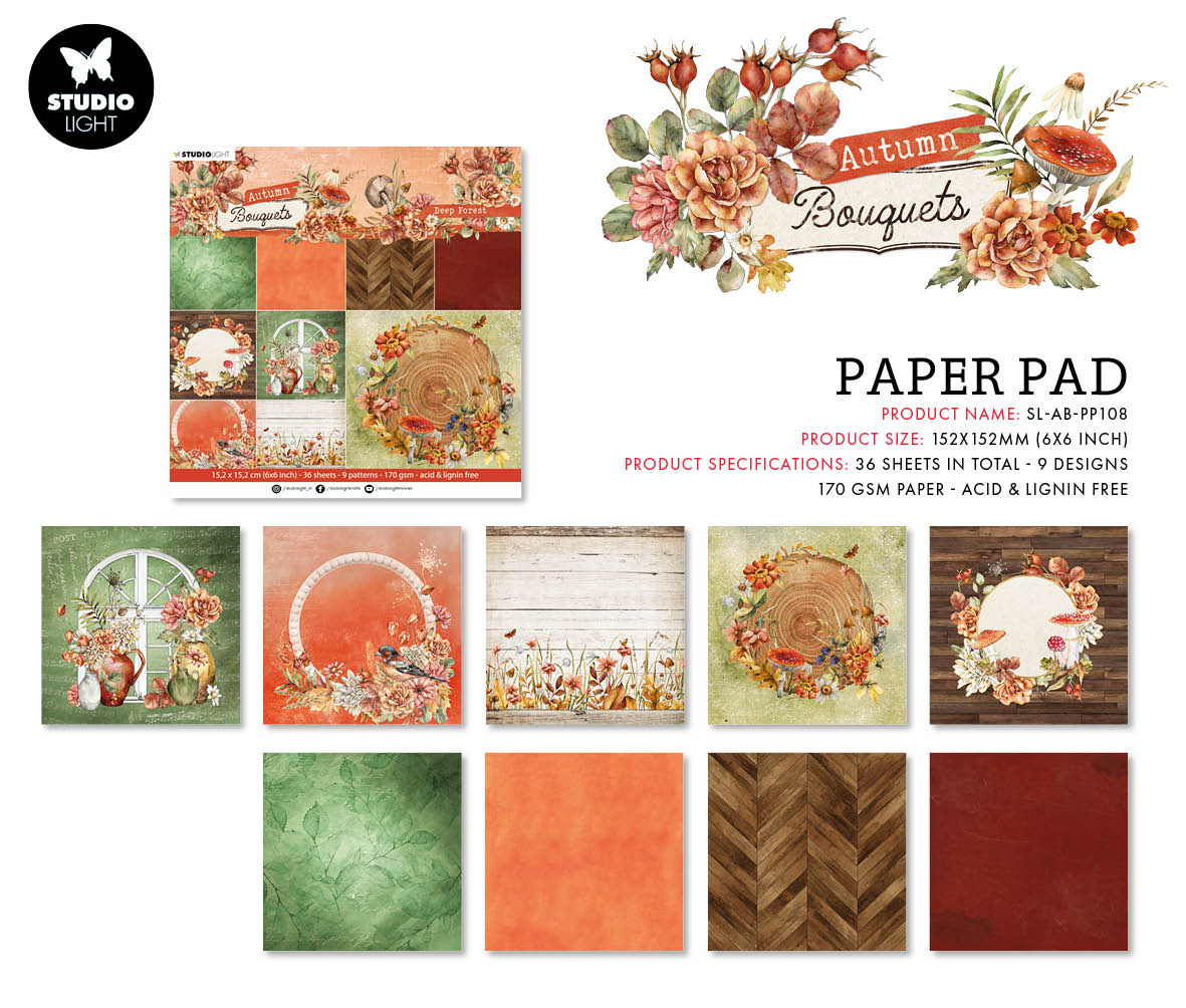 SL Paper Pad Deep Tones Autumn Bouquet 152,4x152,4x9mm 36 SH nr.108