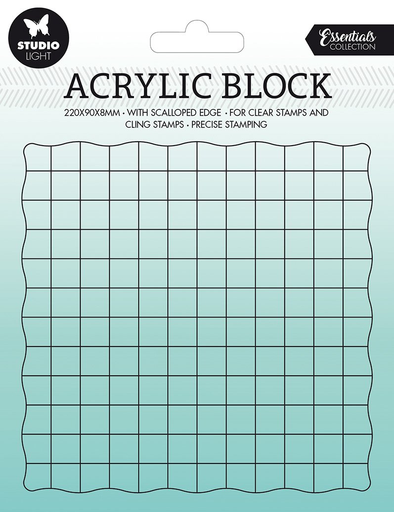 SL Acrylic Stamp Block For Clear And Cling Stamps With Grid Essentials 120x120x8mm nr.04