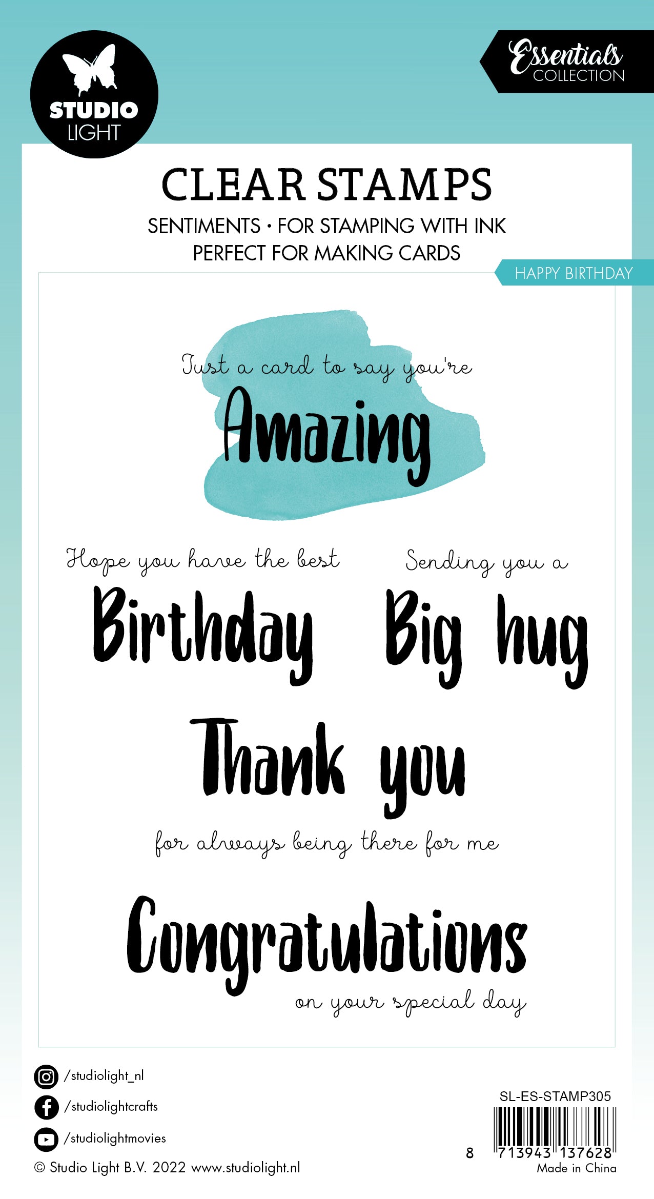 SL Clear Stamps Happy Birthday Eng Essentials148x105x1mm 20 PC nr.305