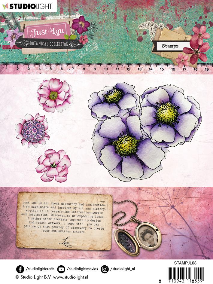 Clear Stamp 11x11 cm, Just Lou Botanical Collection nr.08