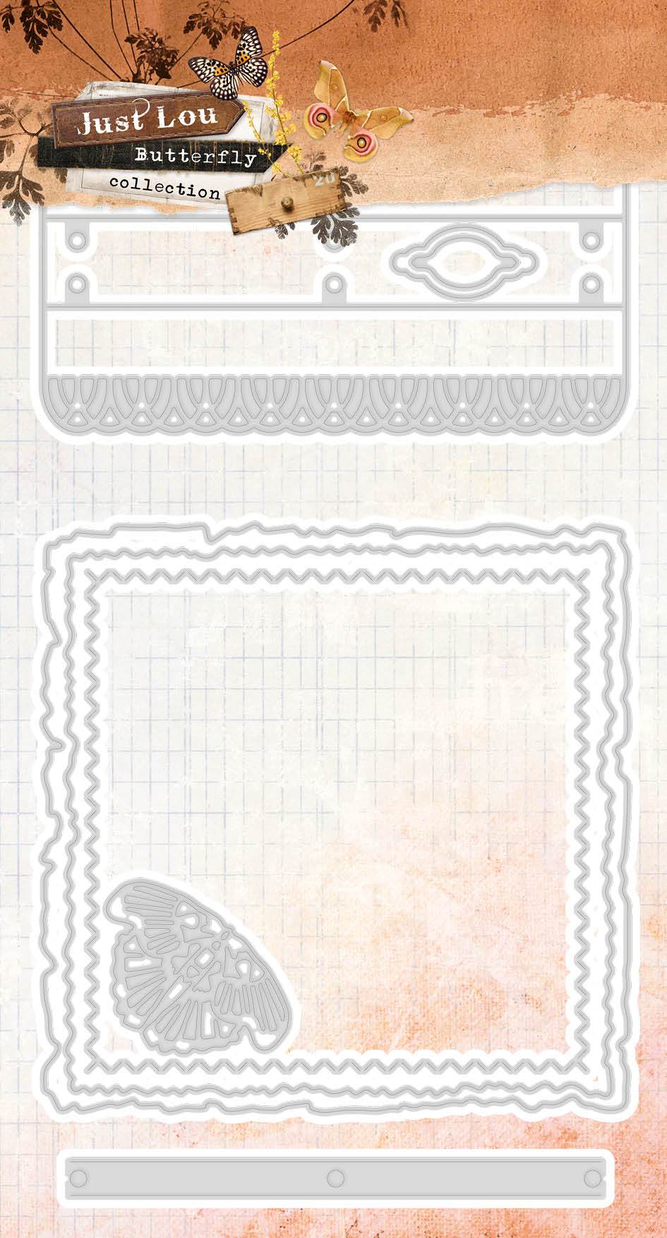Just Lou Cutting & Embossing Die Square Journal Butterfly Collection 142x266mm nr.23