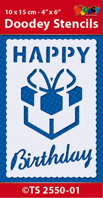 Stencil 10x15 cm Sentiment Birthday