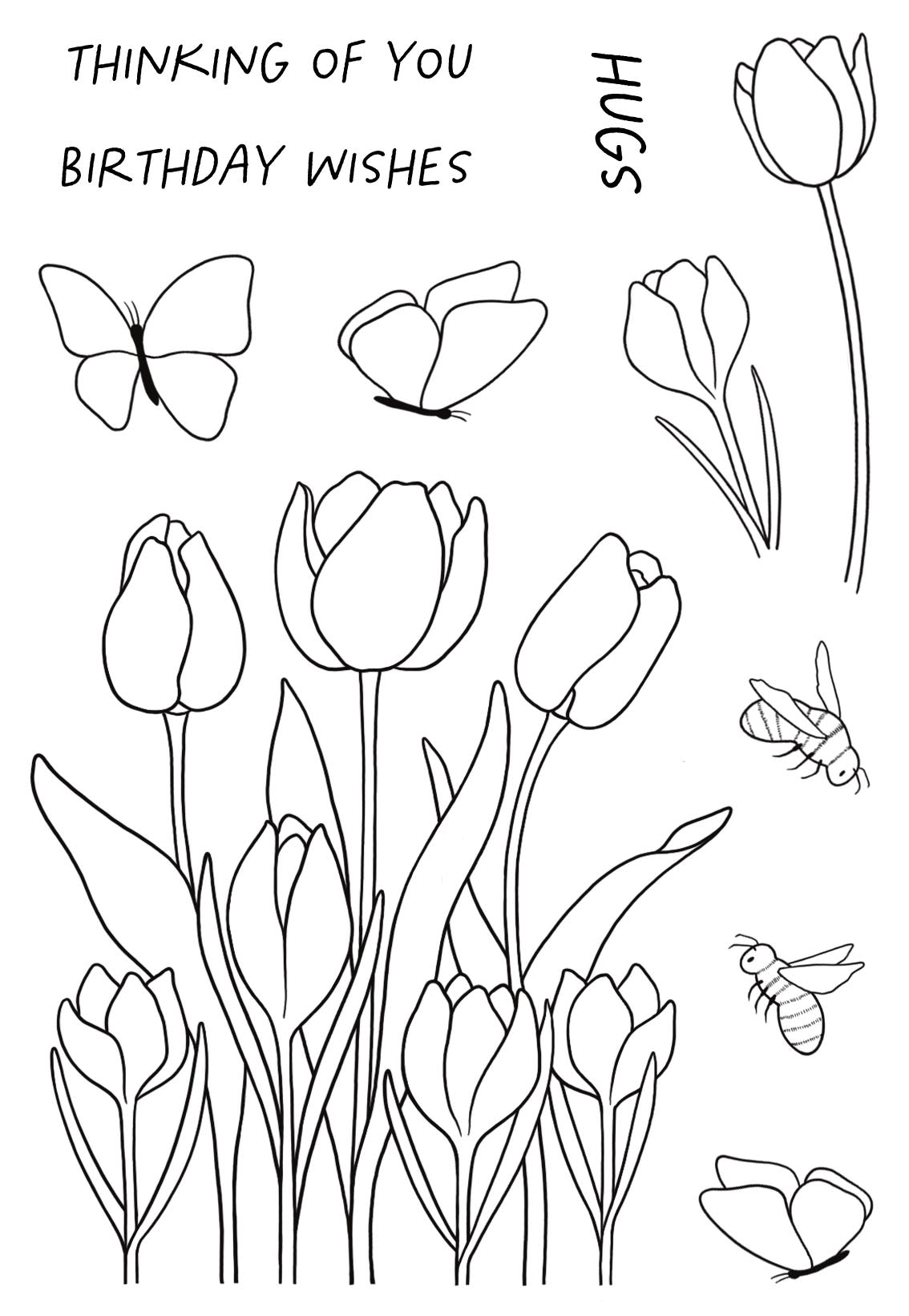Creative Expressions Jane's Doodles Tulip & Crocus 4 in x 6 in Clear Stamp Set